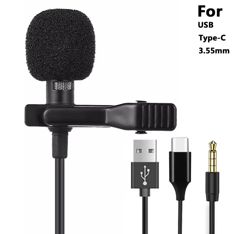 Usb C Cable - 3.5mm mini microfone de lapela portátil