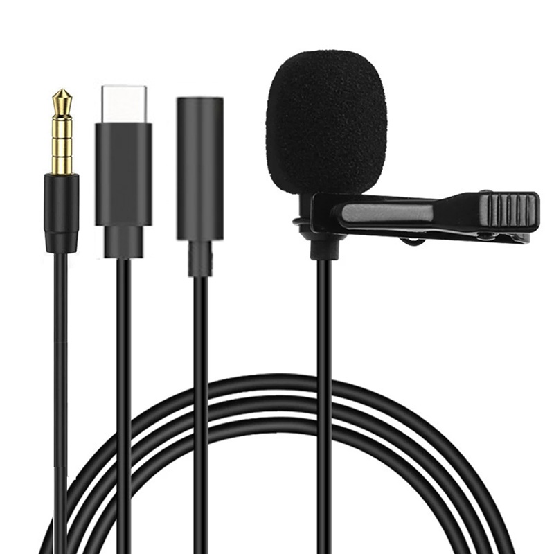 Usb C Cable - 1.5m mini microfone de lapela portátil