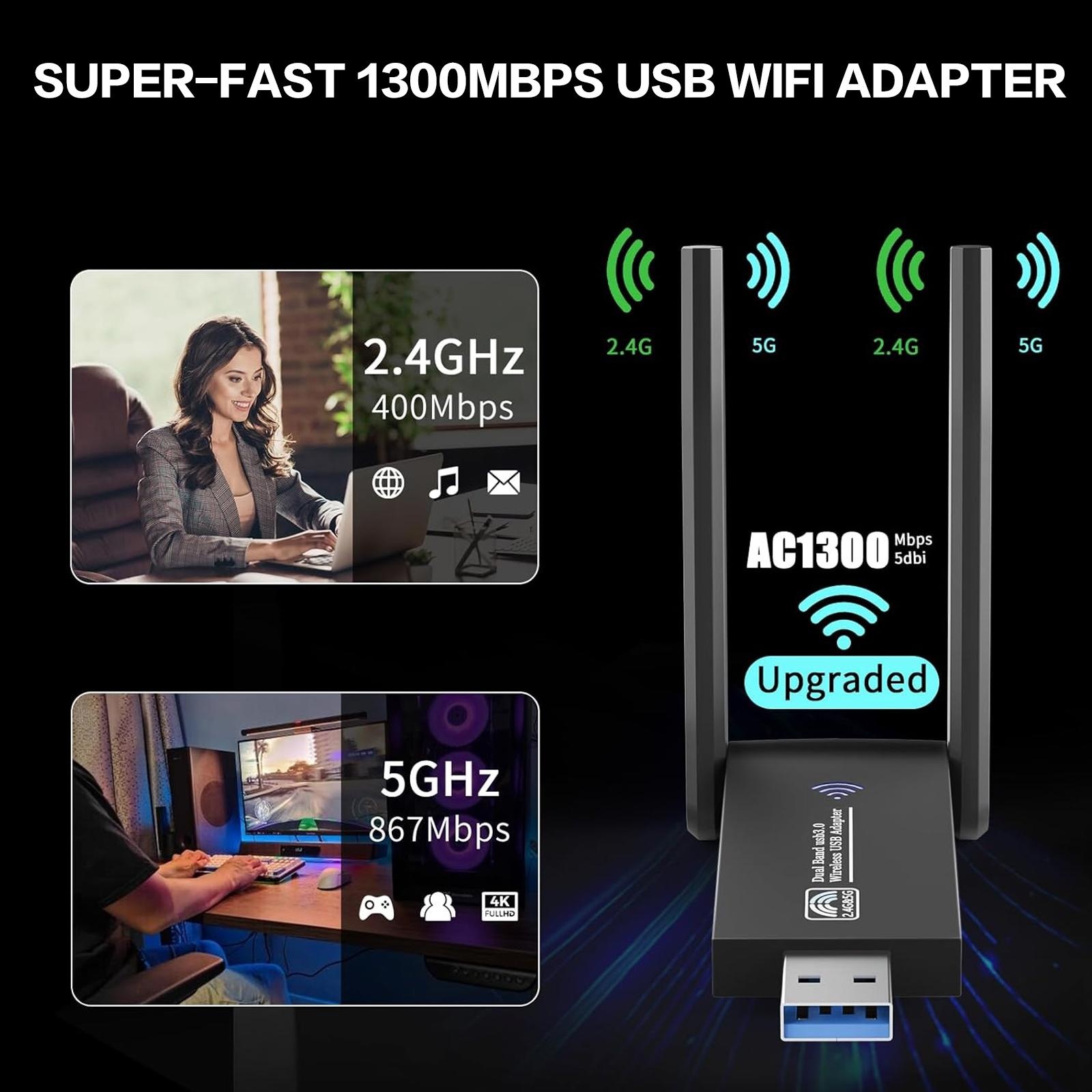 Adaptador USB WiFi de 1300Mbps - Antenna 2.4Ghz avaliação e preço
